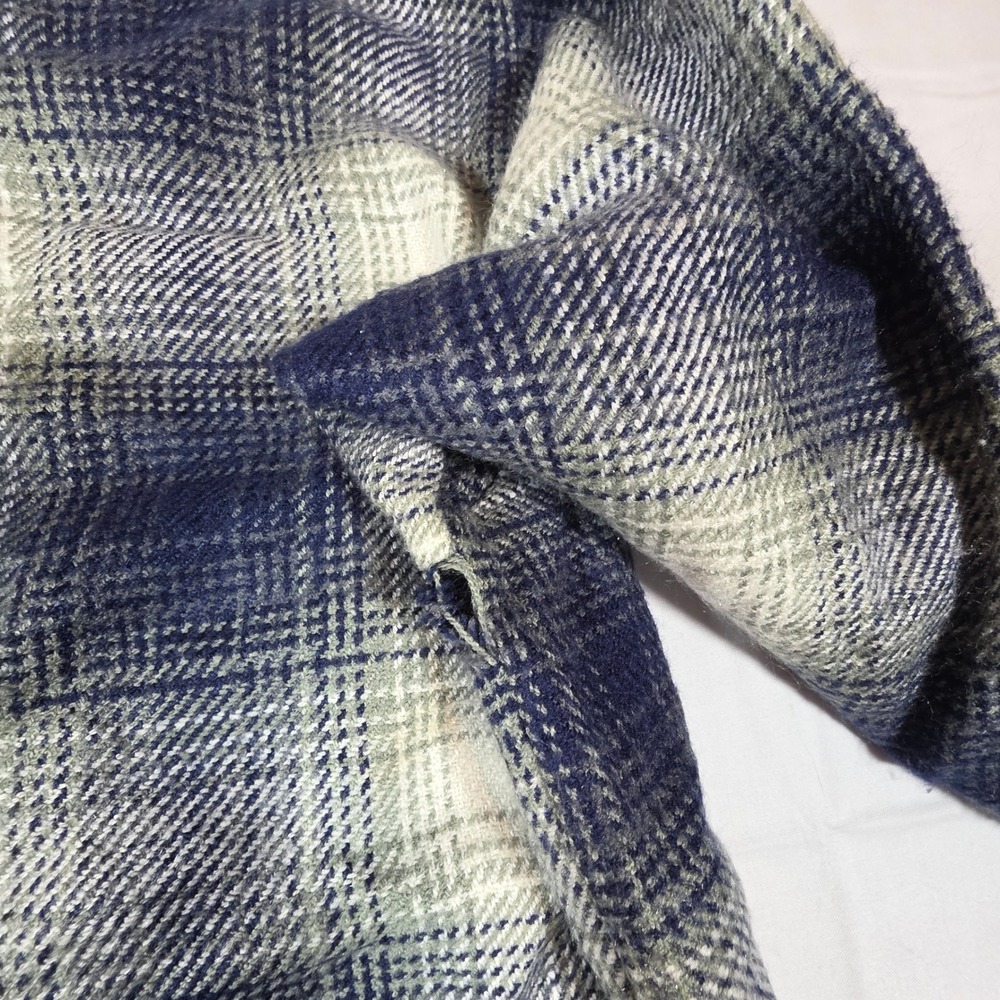 Global Exclusive Collection Blue Plaid Flannel Shirt Jacket Mens XL 43/44 - Picture 8 of 8
